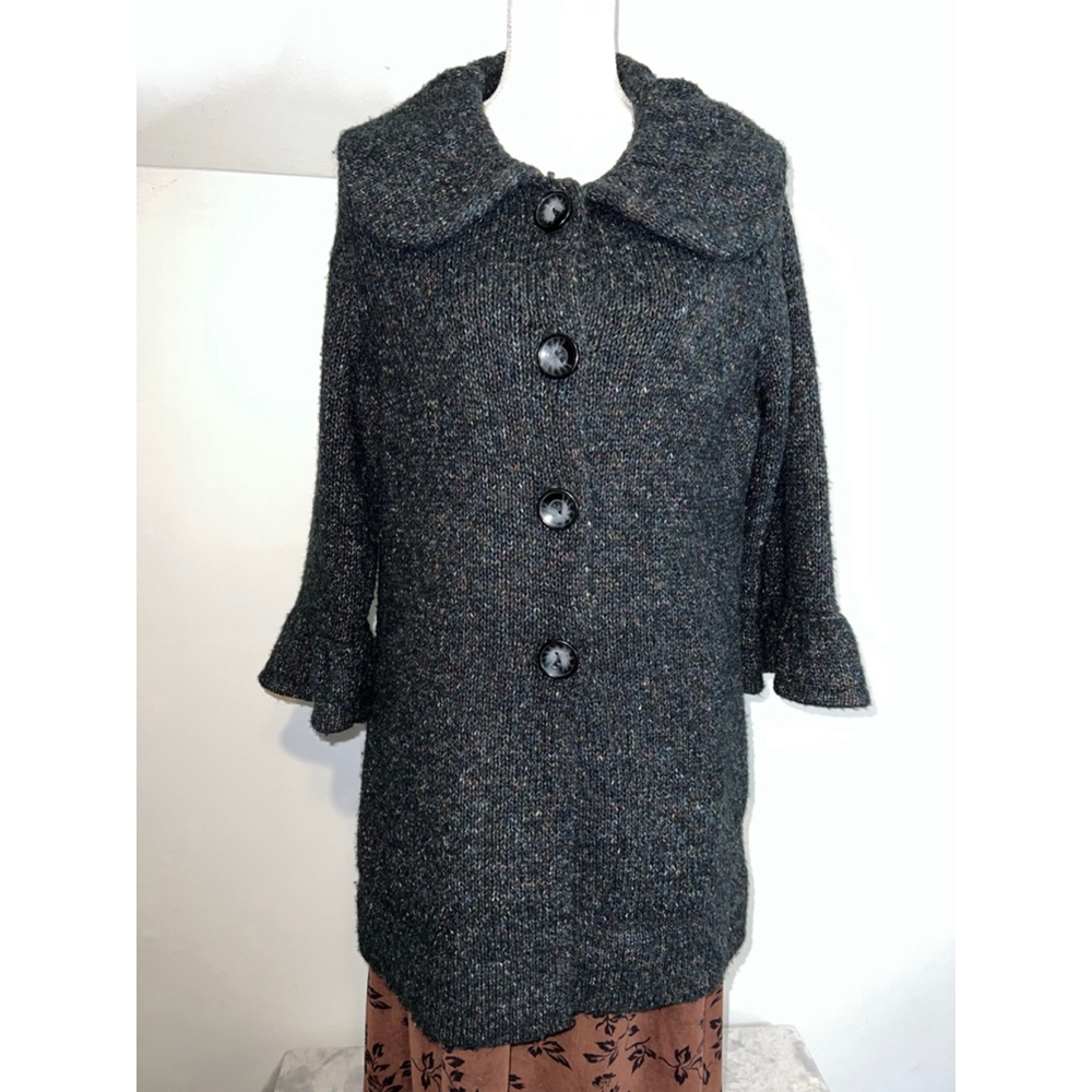Women's Studio Work Gray Multicolor Tweed Cardigan L